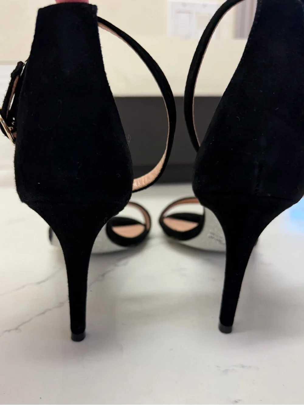 Brand NEW J. Crew Black Suede / Silver Glitter Stiletto Heels- US 8.5/ EU 39